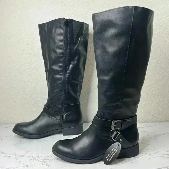 Style & Co Marliee Womens Faux Leather Wide Calf Motorcycle Boots Size 7M WC - Picture 3 of 10